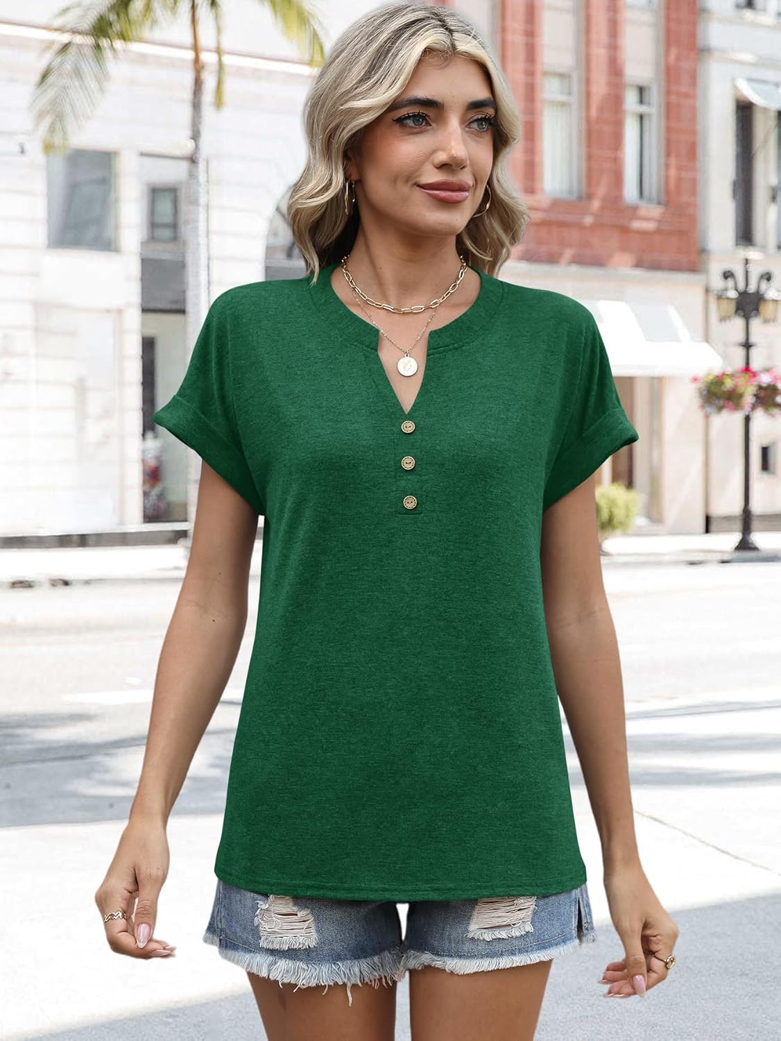 Womens Summer Tops Spring Short Sleeve V Neck True Classic T Shirt Casual Cute Fashion Beach Vacation Clothes 2026 - Image 3