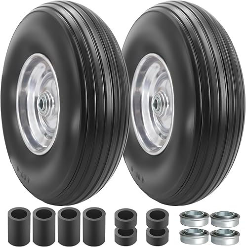 Neumático y rueda sólidos sin planos de 13 × 4.00-6 pulgadas con rodamientos de 34 y 58 de 1.75 a 6 pulgadas para carrito de patio, carrito de