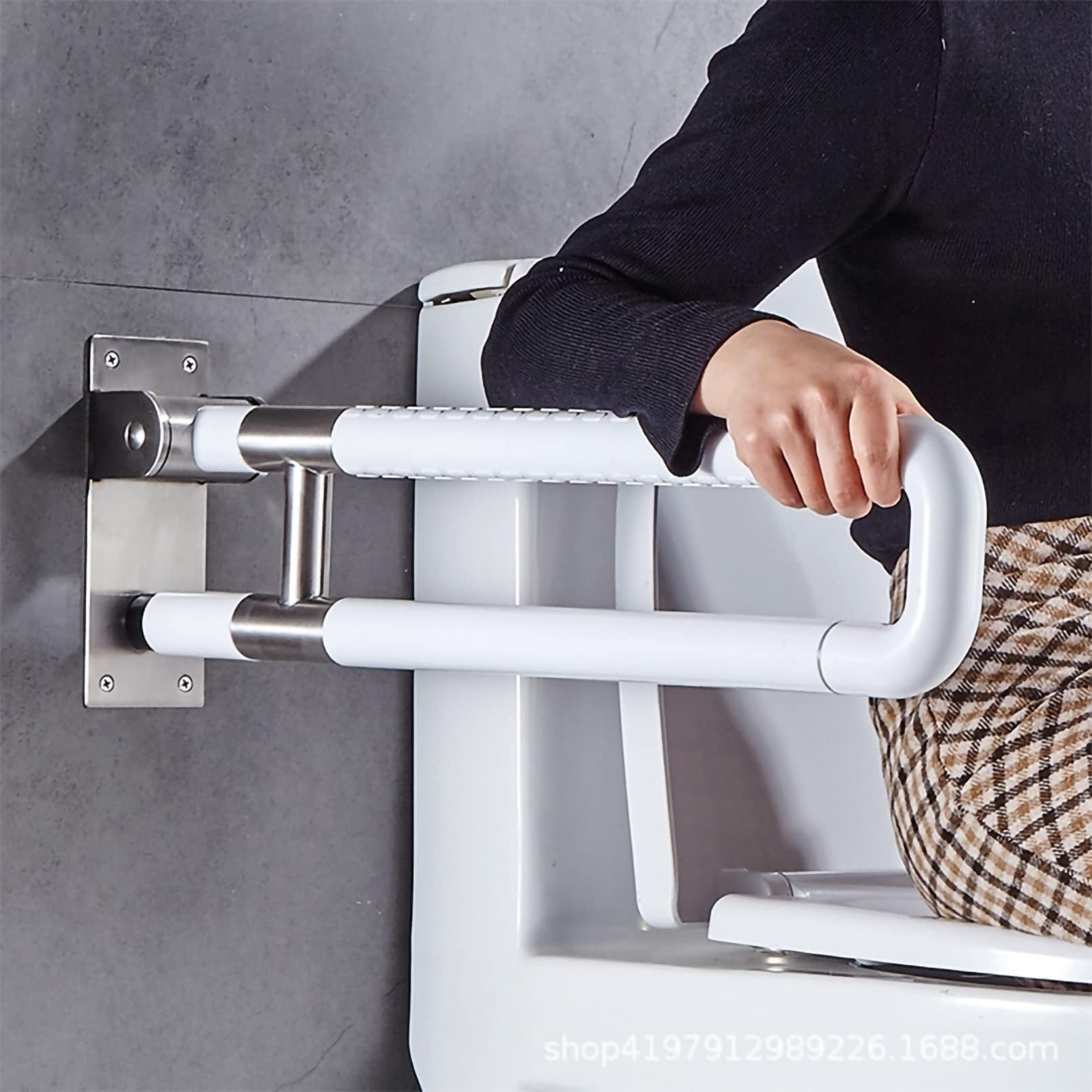 Barra di sicurezza per WC, per anziani, antiscivolo, per anziani e disabili, maniglia di supporto per doccia e bagno, capacità di carico 200 kg