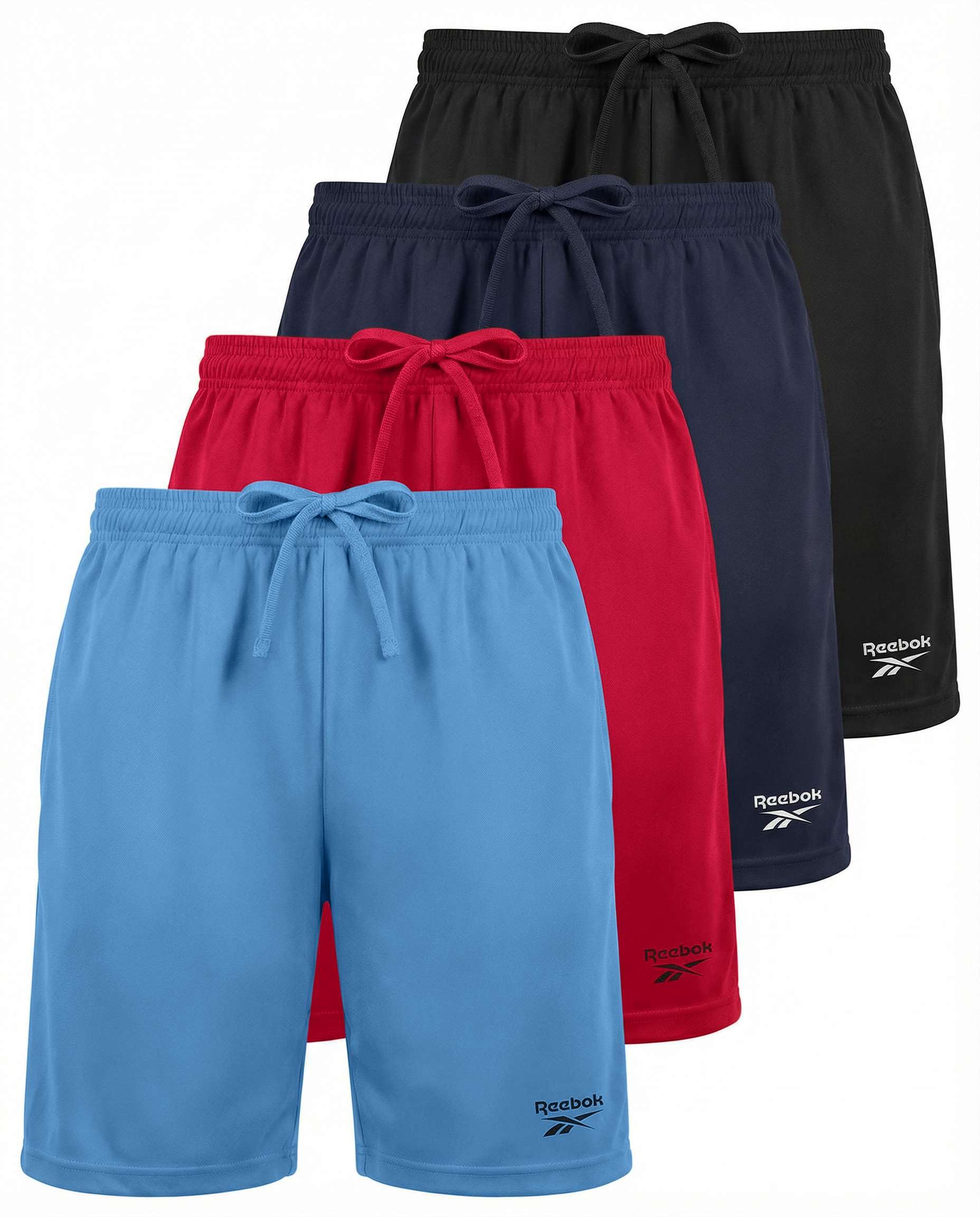 Reebok 4 Pack: Boys' Dry Fit Athletic Shorts - Kids Teens Youth Active Running Basketball Soccer Workout Short Size 6-18 — view 8