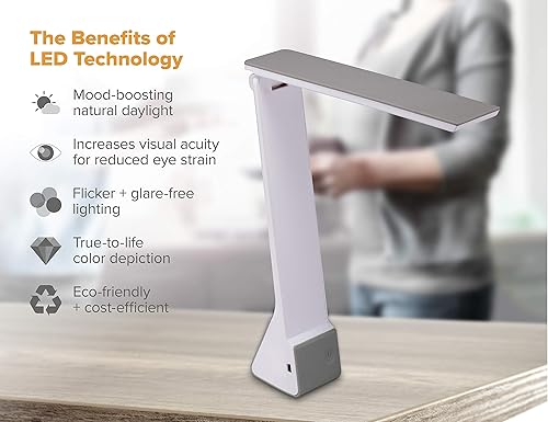 Miniatura 6 de Bostitch Lámpara de escritorio LED con batería recargable de oficina, 3 temperaturas de color, apertura abatible, gris (KT-VLED1810-GRIS)