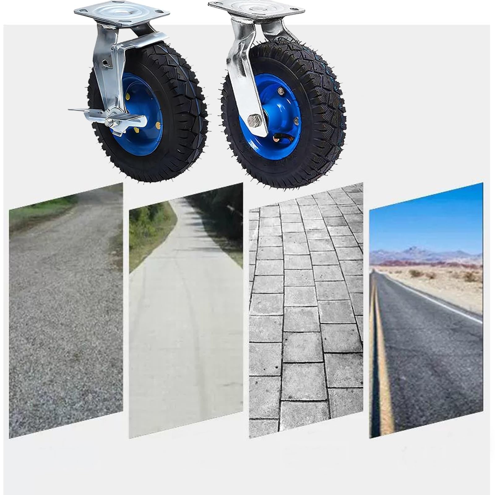 Kółko obrotowe z hamulcem, ciche kółko skrętne, wysokowydajne koło przemysłowe, 150 mm, 200 mm, 250 mm, 2 sztuki, zapasowe koło nożne, kółko transportowe do wózków, ze śrubami