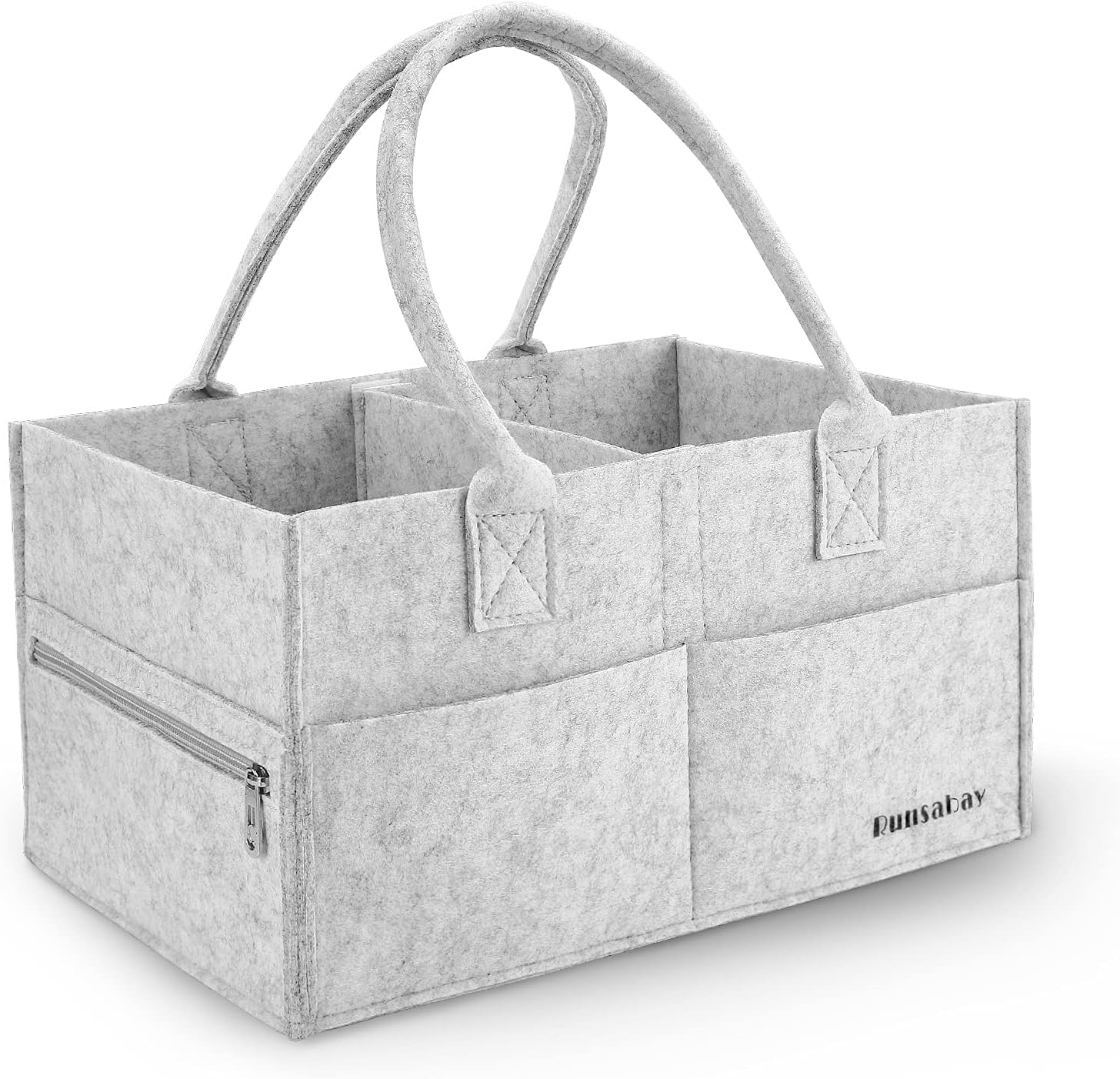 Koop Pearliky Felt Diaper Storage Bag Kid Diaper Portable Nursery Storage Bin Car Travel Bag - View #4
