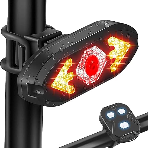 Miniatura 7 de Luz trasera de bicicleta recargable por USB, luces direccionales de bicicleta con control remoto, luz trasera impermeable de advertencia de