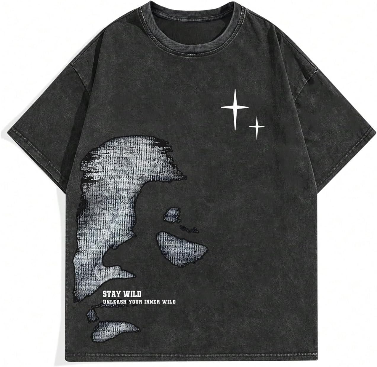 Men's Graphic Oversized Short Sleeve Tee Shirt Y2K Vintage Cool Acid Wash Streetwear T-Shirts - Image 2