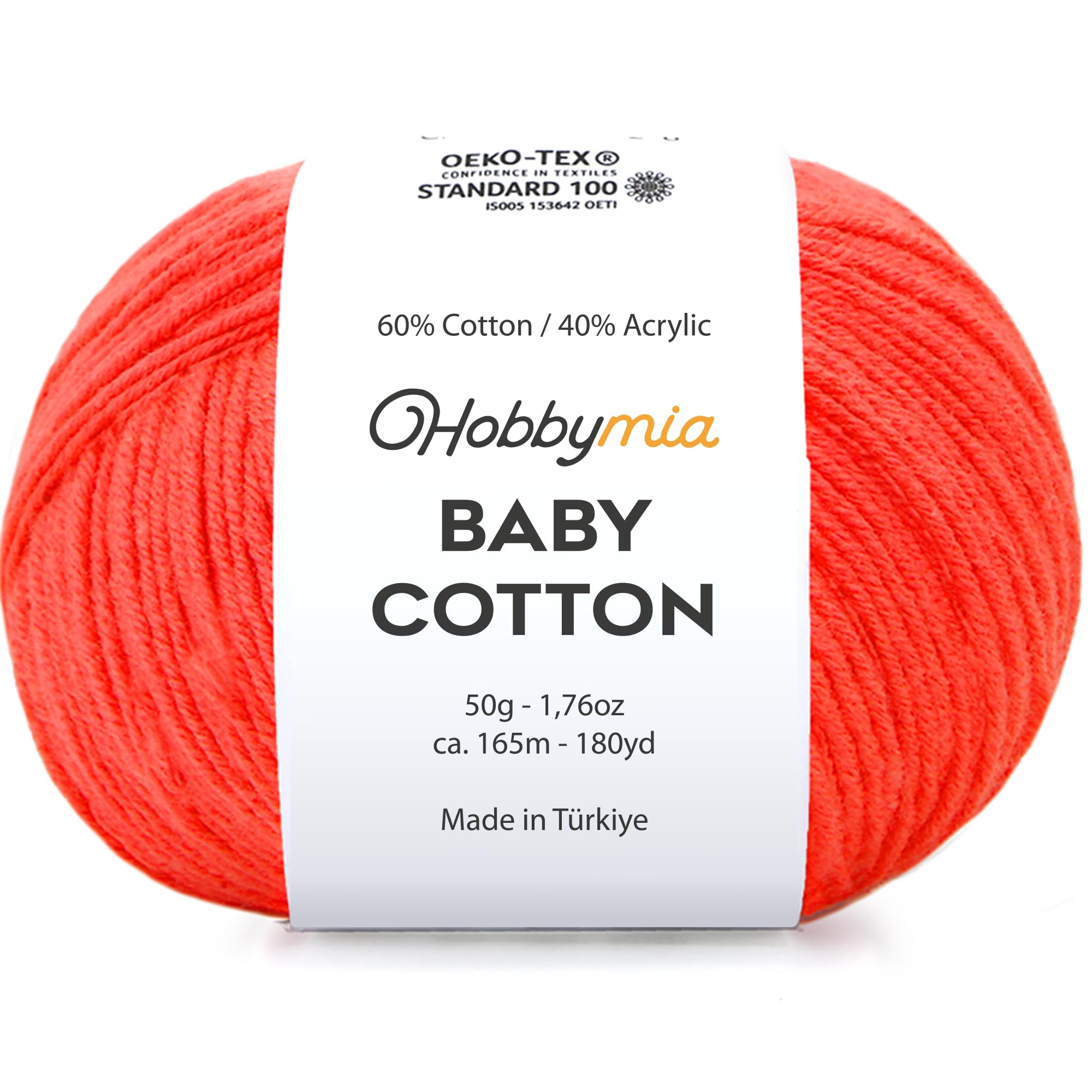 Baby Cotton Blend Yarn – Soft Sport Weight Yarn for Crochet & Amigurumi - 50g/180yds - 60% Cotton 40% Acrylic - Ideal for Baby & Knitting Proj.(Neon Green, 1 Ball) — view 88