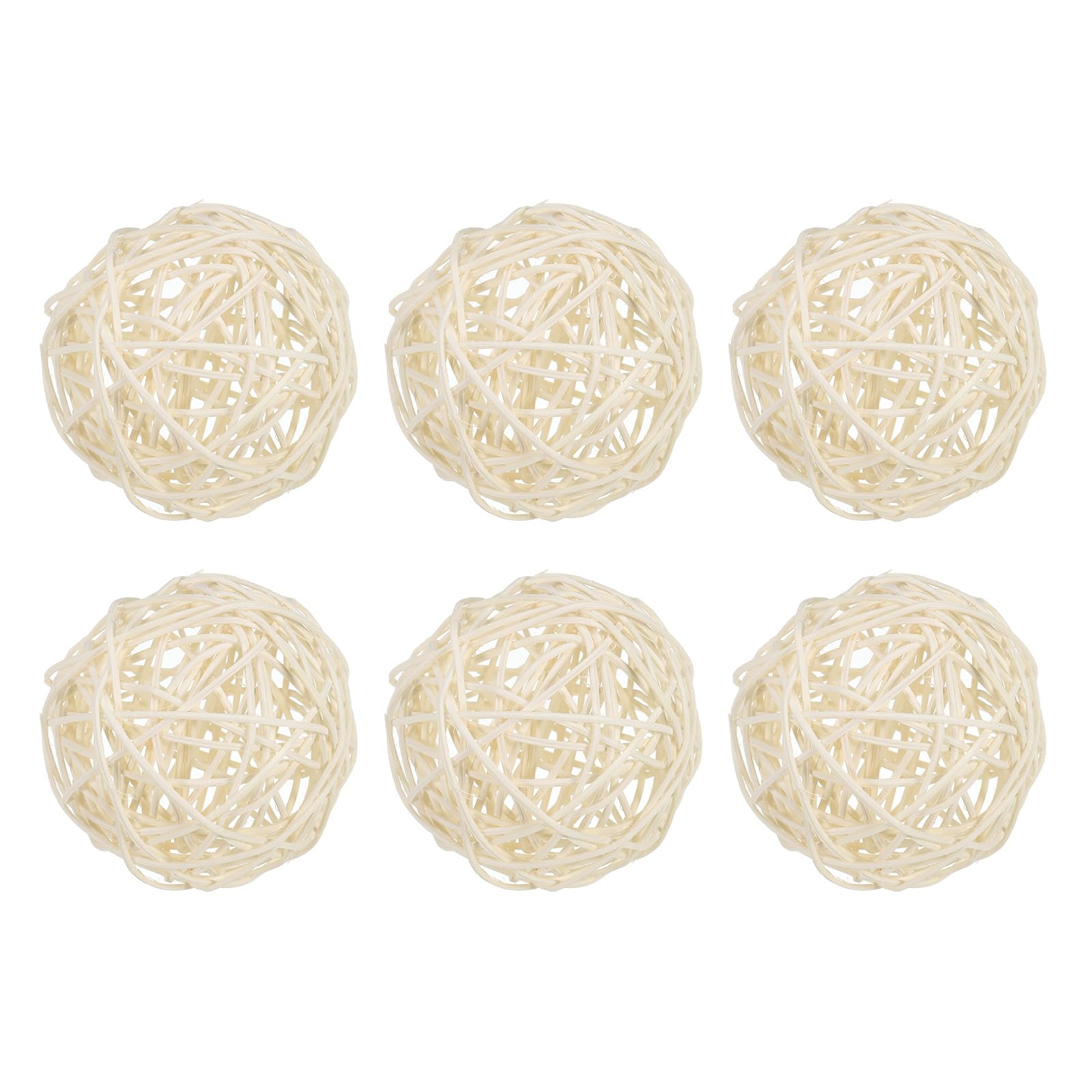 Boules en rotin tressé PATIKIL blanc 3 pouces pour centre de table et vase (6 pcs)