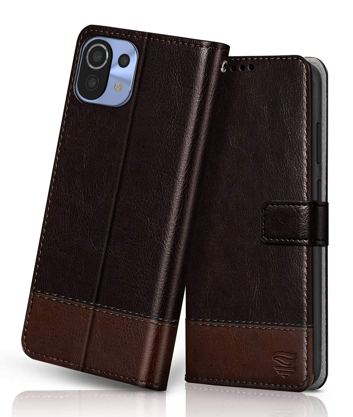 FLIPPED Vegan Leather Flip Case Back Cover for Xiaomi Mi 11 Lite NE 5G | Mi 11 Lite (Flexible, Shock Proof | Hand Stitched Leather Finish | Card Pockets Wallet & Stand | Coffee with Brown) (B09HKRPY2P) Amazon Price History, Amazon Price Tracker