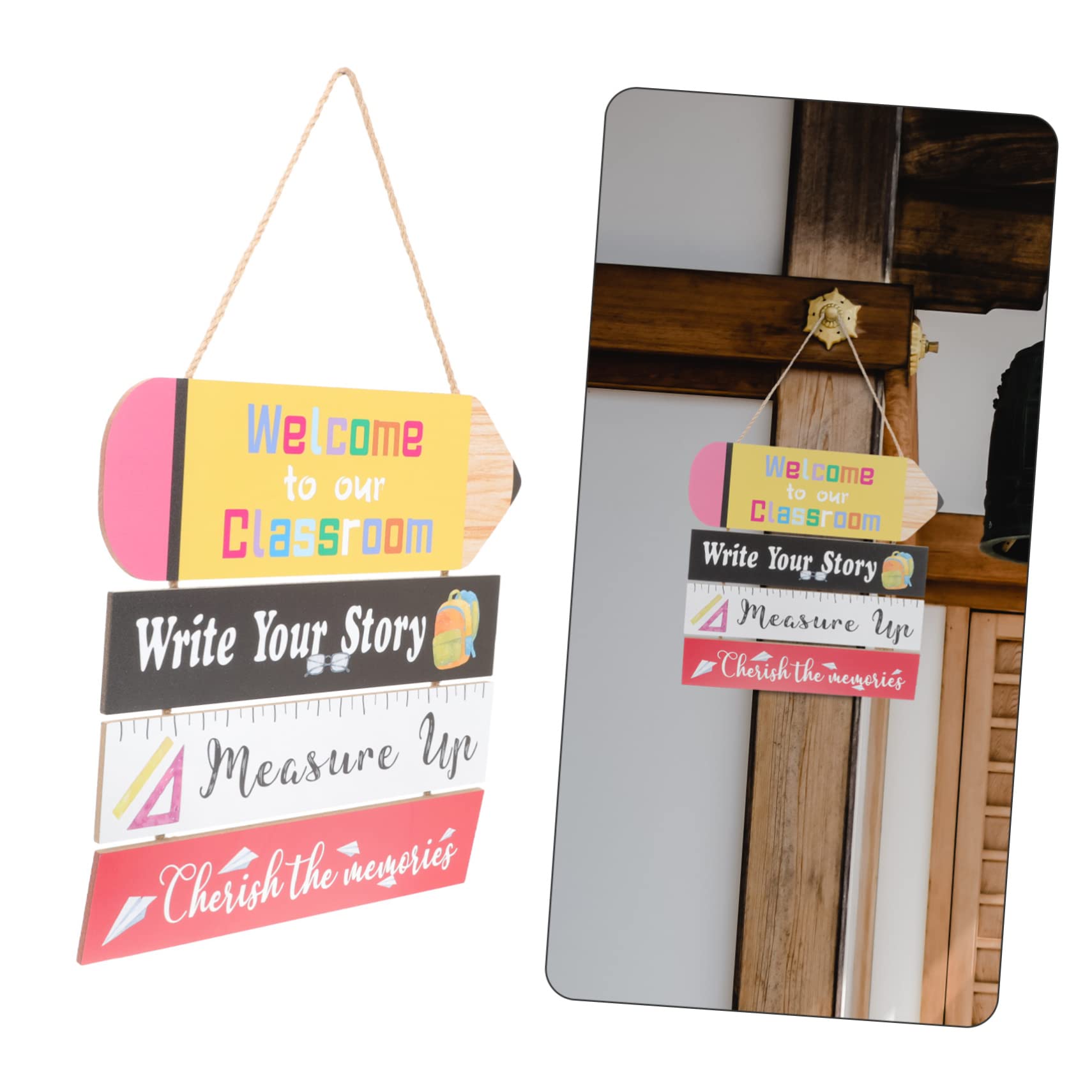 Cabilock 5 Piezas suministro escolar decoración hogar home decor decoración para colgar en la puerta cartel de bienvenida de regreso a la escuela tablero colgante de regreso a la escuela