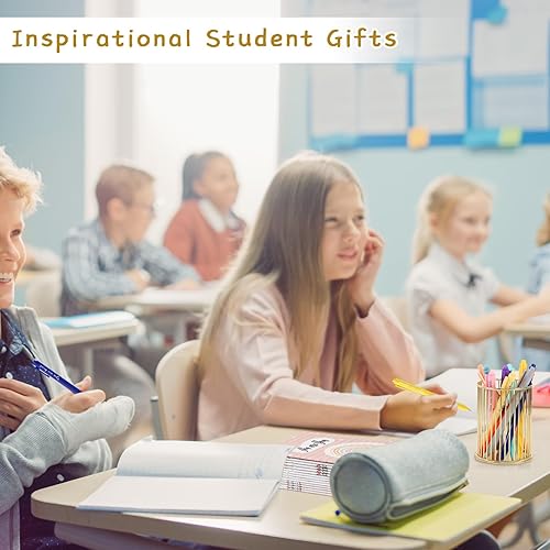 Miniatura 7 de Ctosree 60 piezas de regalos de regreso a la escuela, 30 mini bloc de notas motivacionales, cuadernos de bolsillo con 30 bolígrafos inspiradores