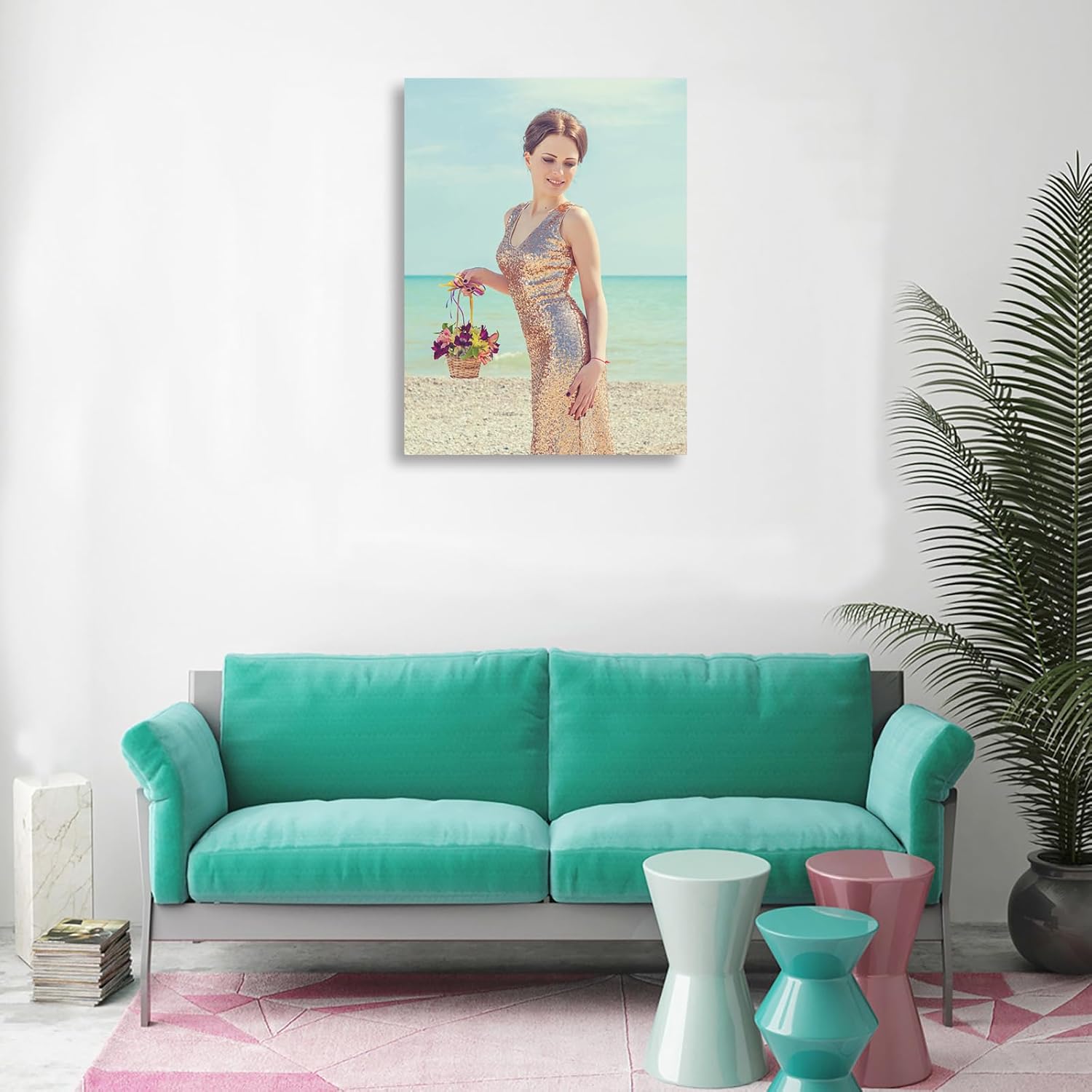 Personalized Photo to Canvas Print - Custom Framed Canvas Prints with Your Photos on Custom for Bedroom Living Room Wedding Baby Pet Family Picture 18" L x 24" W