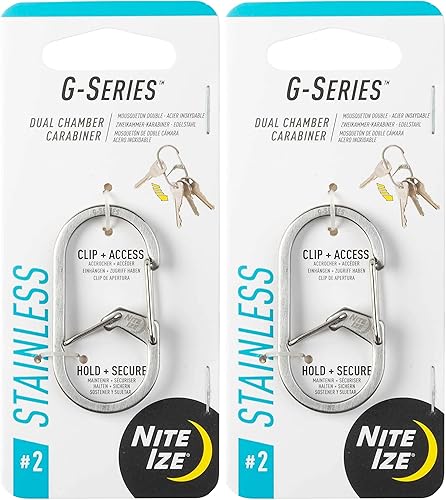 Nite Ize GS2-11-R6 G-Series Dual Chamber Carabiner, Size #2 2-Pack, Stainless Steel