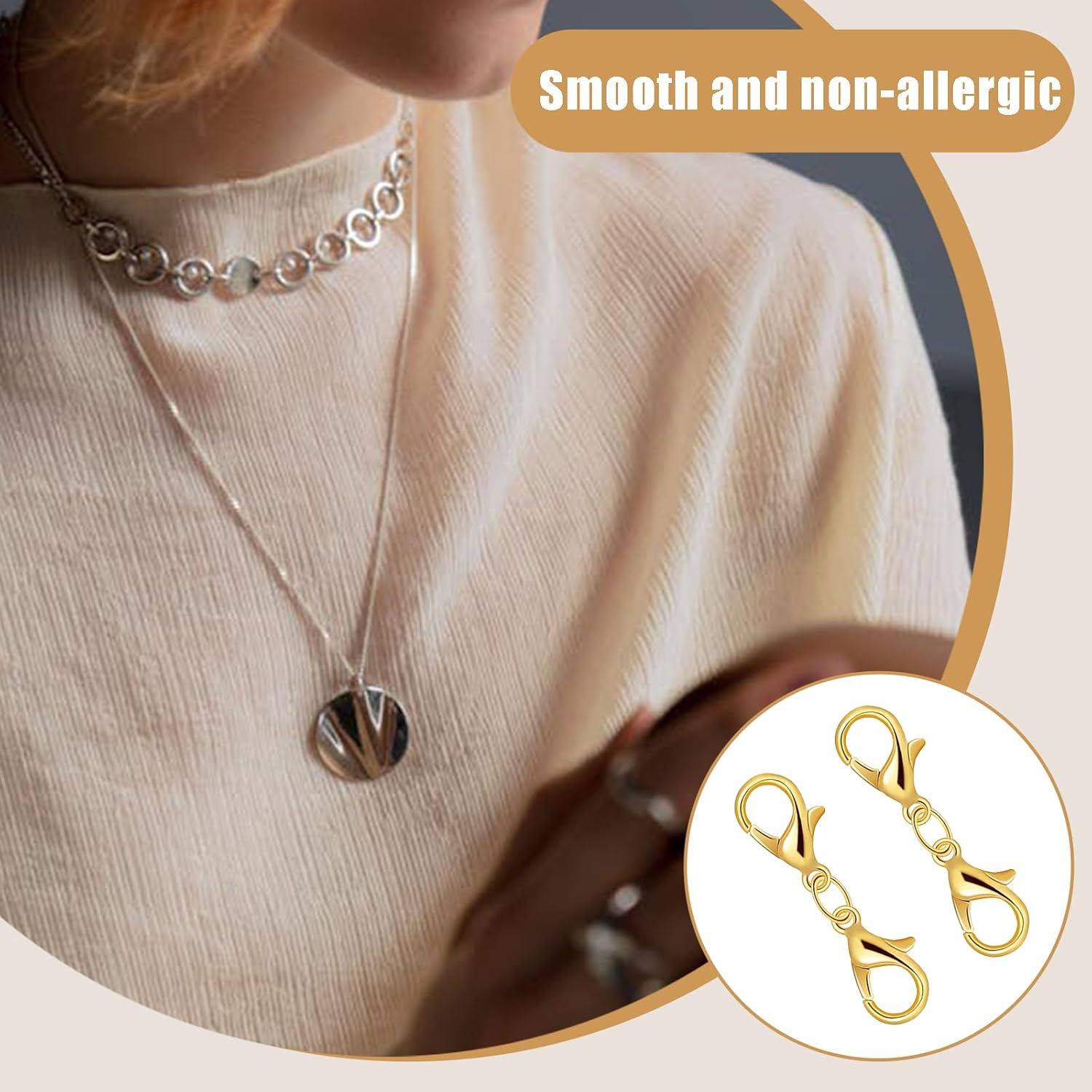 8PCS Double Lobster Clasp Extender Double Claw Connector Bracelet Extension Clasp Small Bracelet Extender Necklace Shortener Clasp for DIY Jewelry Making (Gold,0.98 Inch) - Image 2