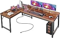 Vista 15 de Huuger Escritorio en forma de L de 55 pulgadas con tomas de corriente y puerto USB-C, escritorio de computadora reversible, escritorio de esquina