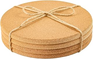 Cork Trivets for Hot Dishes, 7.5 Inches Cork Hot Pads for Countertops, Pots and Pans, Round Trivets for Plant, Farmhouse Kitchen Decor, Christmas Ornament Decorations, 4 Pack