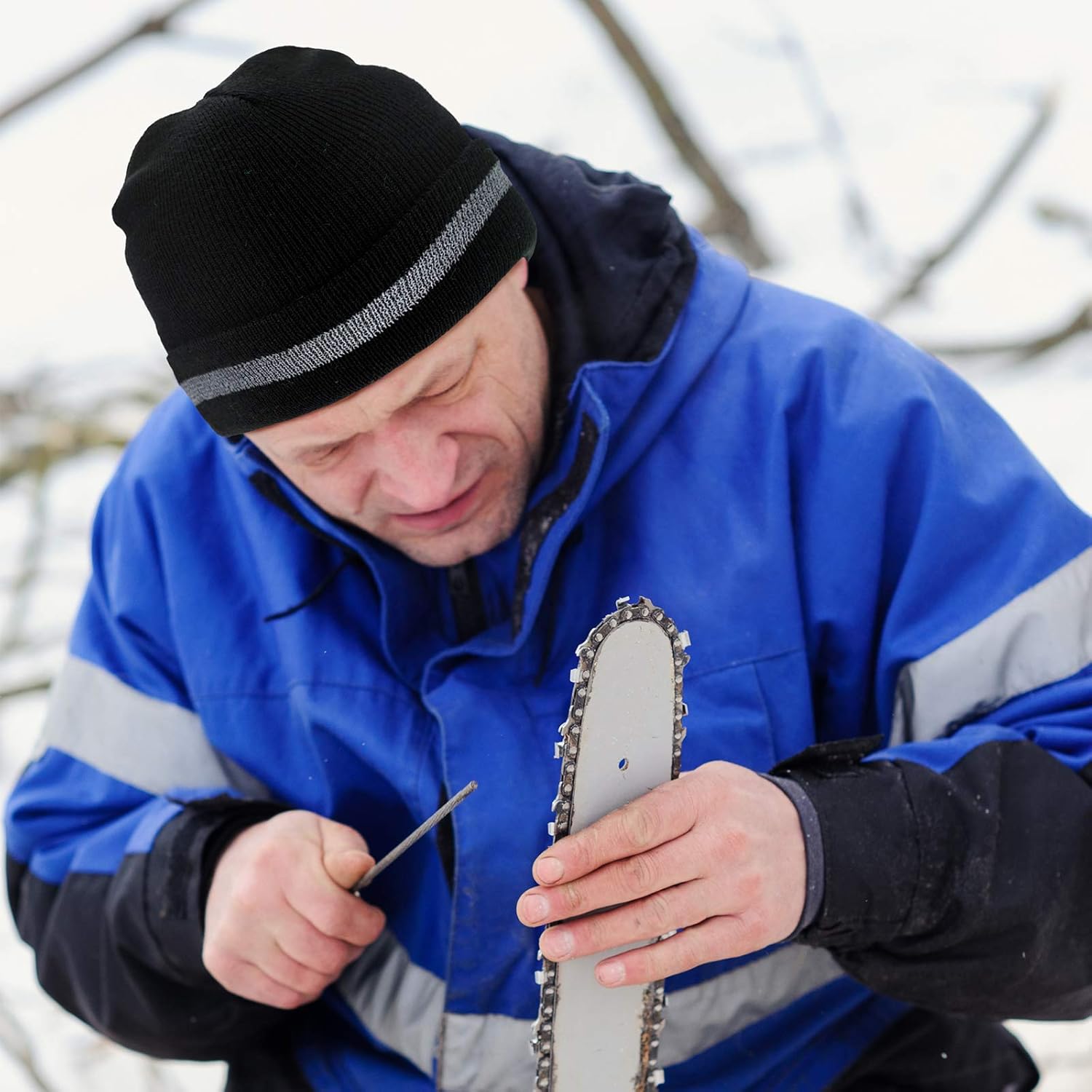 Geyoga 2 Pack Reflective Beanie Hat, High Visibility Knit Beanie with Reflective Strip, Night Running & Outdoor Work Safety - Image 3