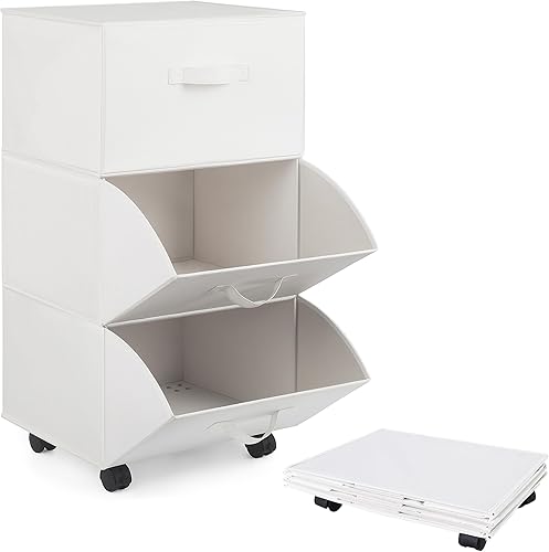 GRANNY SAYS Organizador de almacenamiento de 3 cajones, cajones de almacenamiento con ruedas, armario de almacenamiento plegable, carrito de