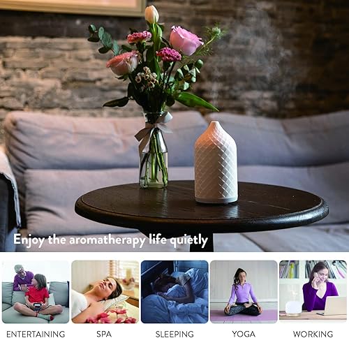 Miniatura 6 de Difusor de aceite esencial para el hogar, difusor de aromaterapia de cerámica para aceites esenciales, difusor de aceite de 4.1 fl oz con apagado