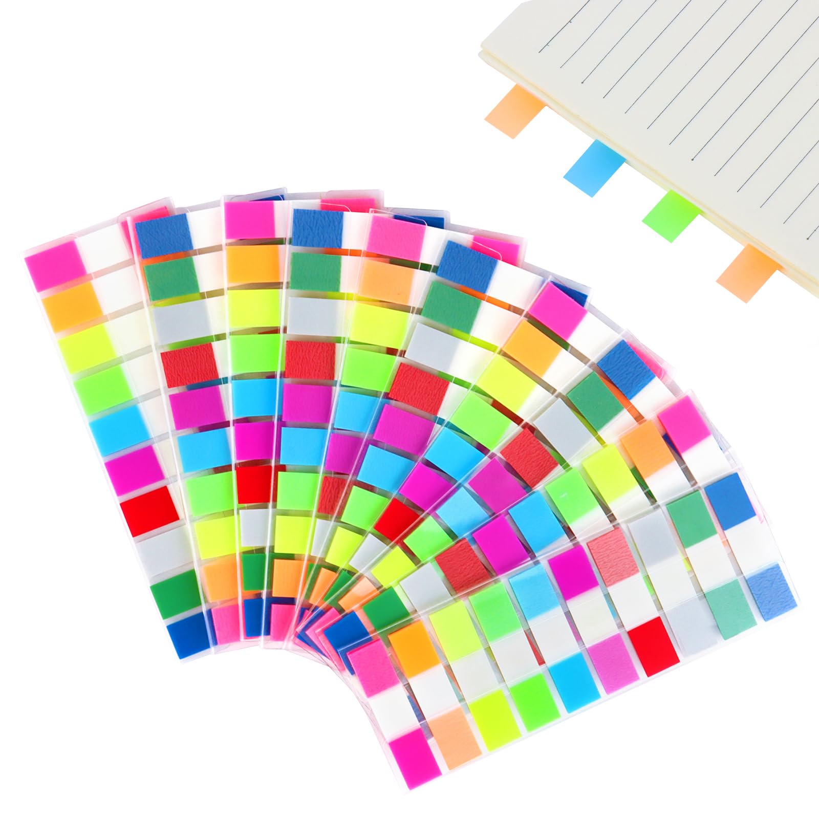 VMUTGA 2000 Piezas Marcadores Adhesivos, 10 Colores Notas Adhesivas Transparentes Sticky Notes Escribible Indices Sticky Tabs Pestañas Adhesivas Multicolor Marcapaginas para Oficina Escuela Hogar