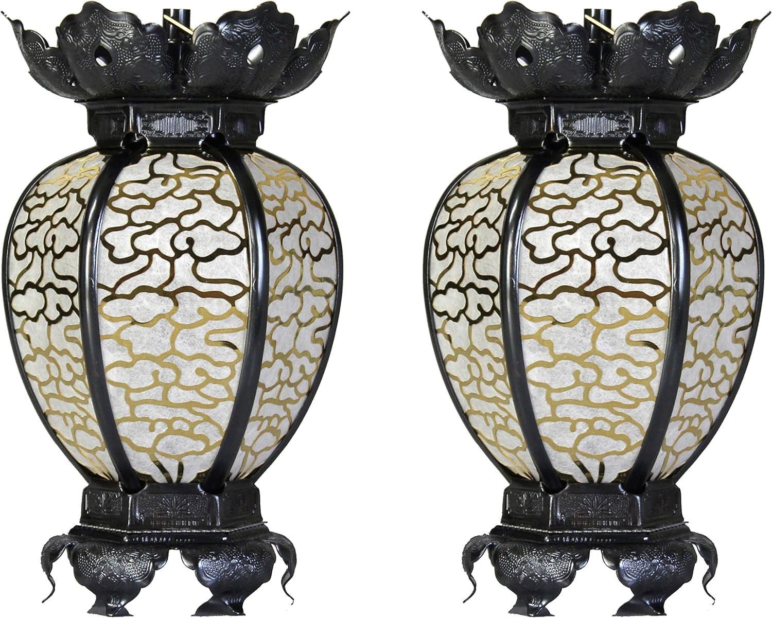 吊灯籠(吊り灯篭) 真鍮 雲透し【イブシ仕上げ】 大/直径 9cm 1対 (2個)