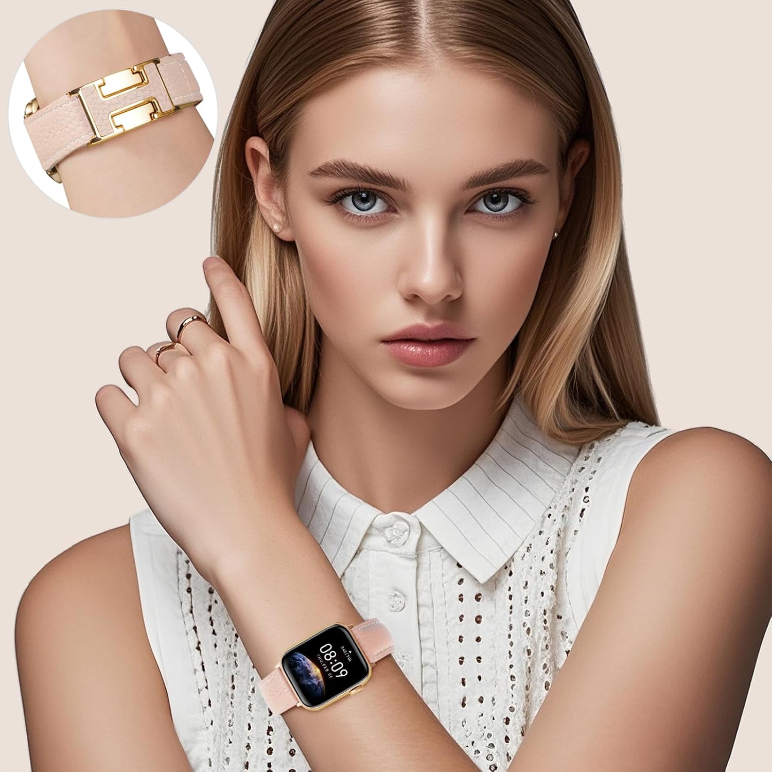 Leather Magnetic Band Compatible with Apple Watch Bands 38mm 40mm 41mm 42mm 44mm 45mm 46mm 49mm for Women Men,Top Grain Leather Designer Replacement Strap for iWatch Ultra SE Series11/10/9/8/7/6/5/4/3/2/1 - Image 4