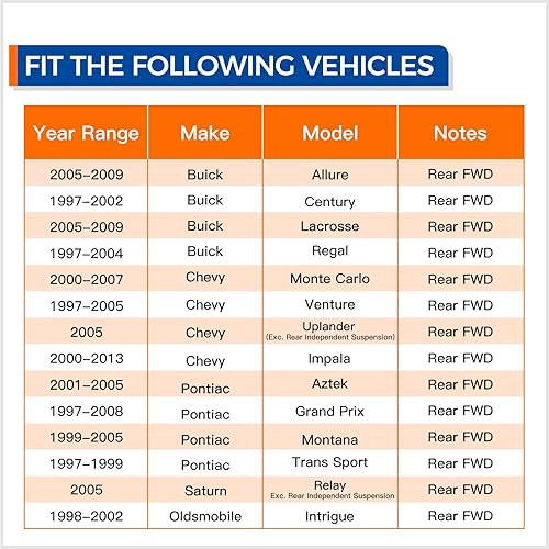 Miniatura 6 de PAROD Par 512150 Conjunto de buje de rodamiento de rueda FWD trasero compatible con Chevy Impala Monte Carlo Venture, Buick Regal Lacrosse Century