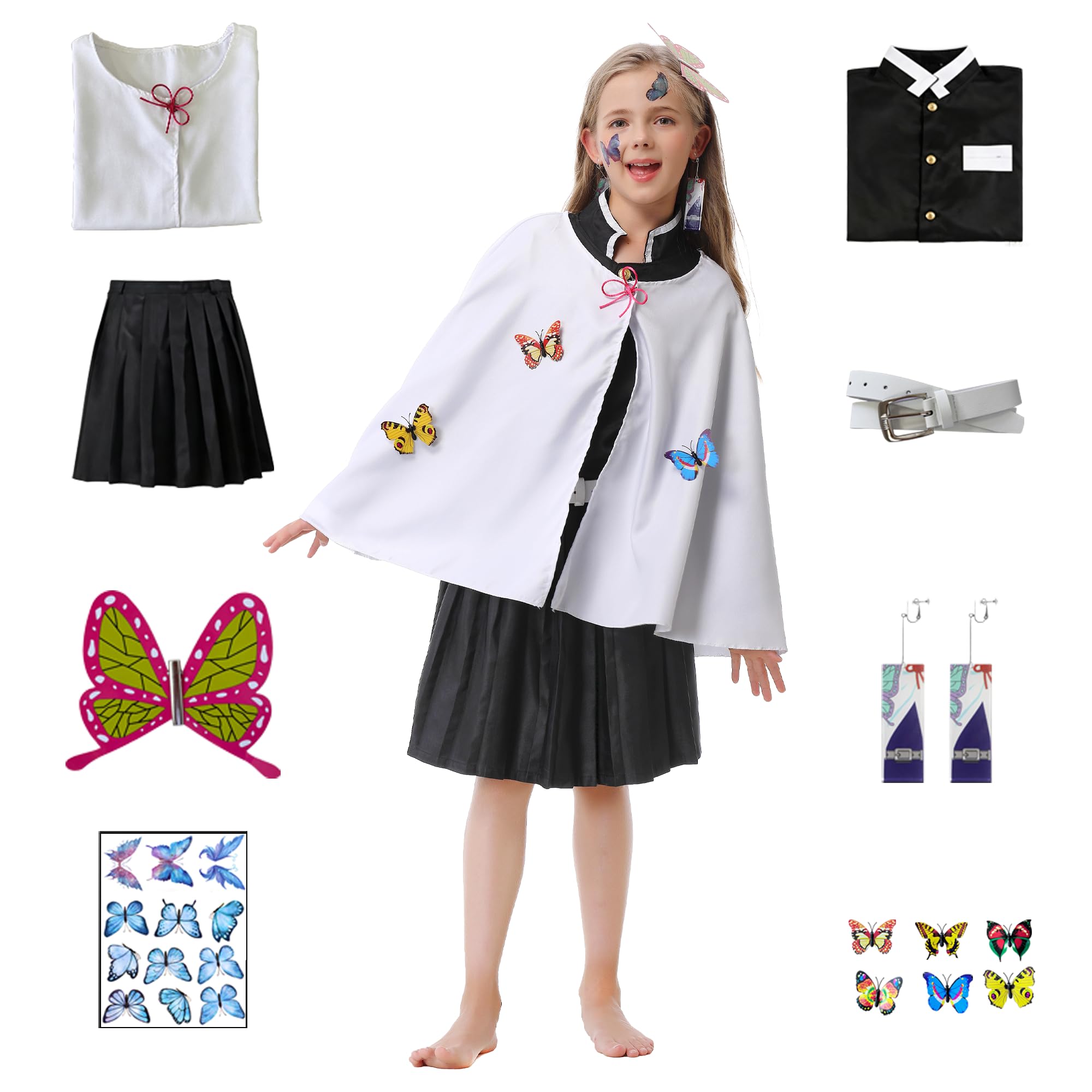 YecoSuit Kanawo Team Costume Japanese Kimono Uniform with Accessories Halloween Party Cloak Outfit Dress (White, Tag 140)