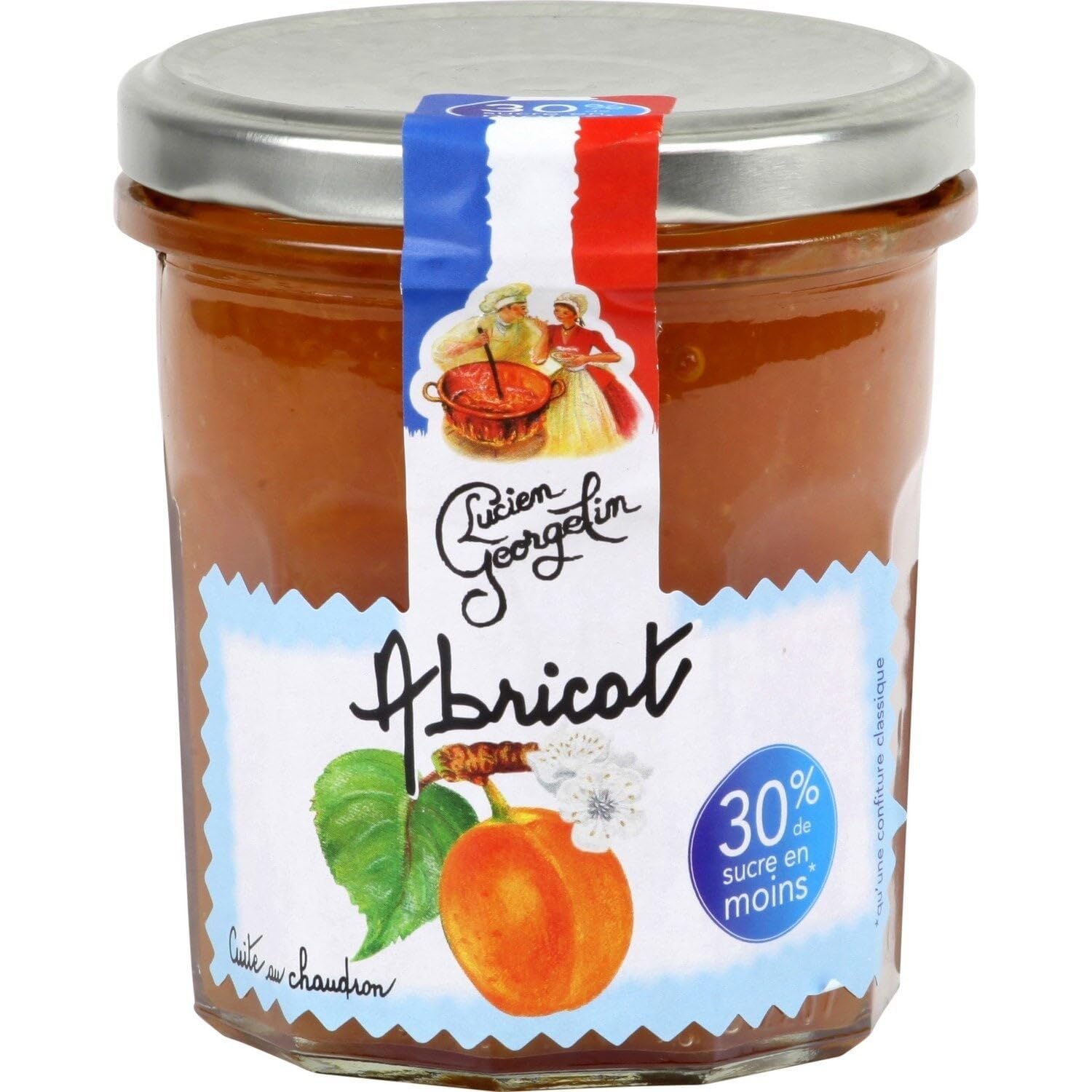 30% de sucre en moins pour un petit déjeuner gourmand et malin — LUCIEN GEORGELIN Confiture allégée d'abricot, pot verre de 320g - Lot de 3