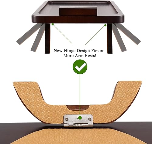 Miniatura 8 de Mesa de brazo para sofá, bandeja con clip para reposabrazos con soporte para teléfono, mesa de sofá para sala de estar y dormitorio (nogal grande,