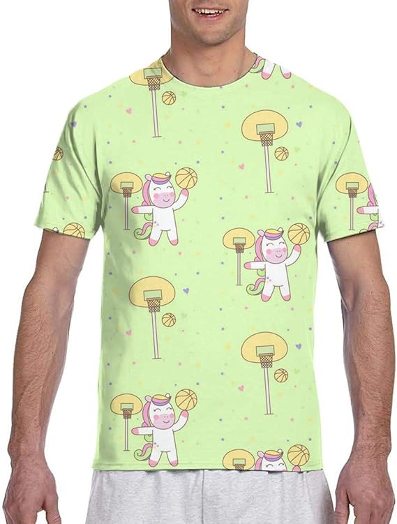 Amazon Co Jp ユニセックスtシャツ バスケットボールをするかわいいペガサス3 Dプリントスポーツシャツクルーネック半袖tシャツノベルティトップ ファッション