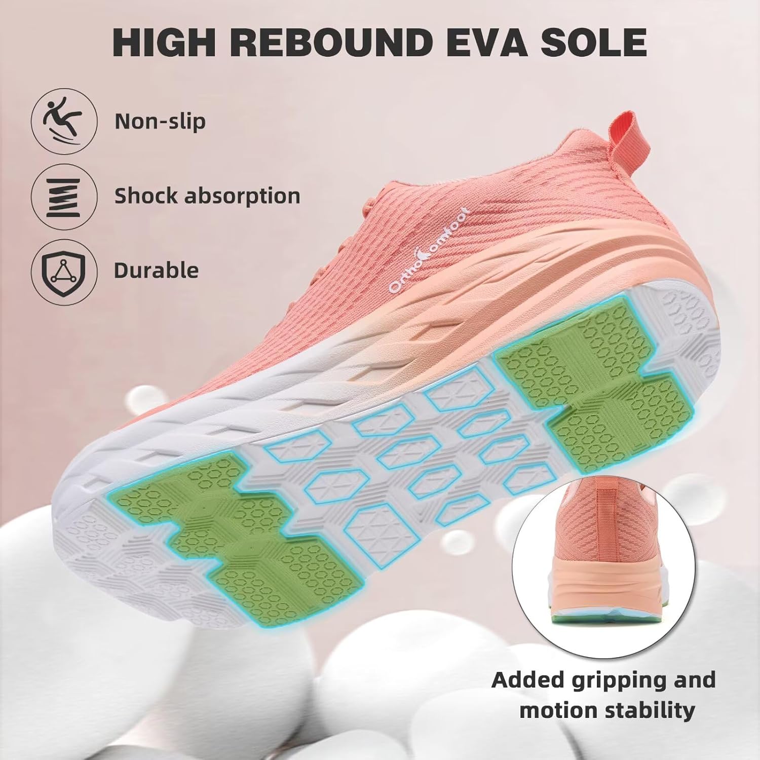 Women's Orthopedic Diabetic Wide Running Shoes: Comfortable Casual Arch Support Plantar Fasciitis Fashion Sneakers, High Arch Work Tennis Walking Shoes for Foot and Heel Pain Relief - Image 8