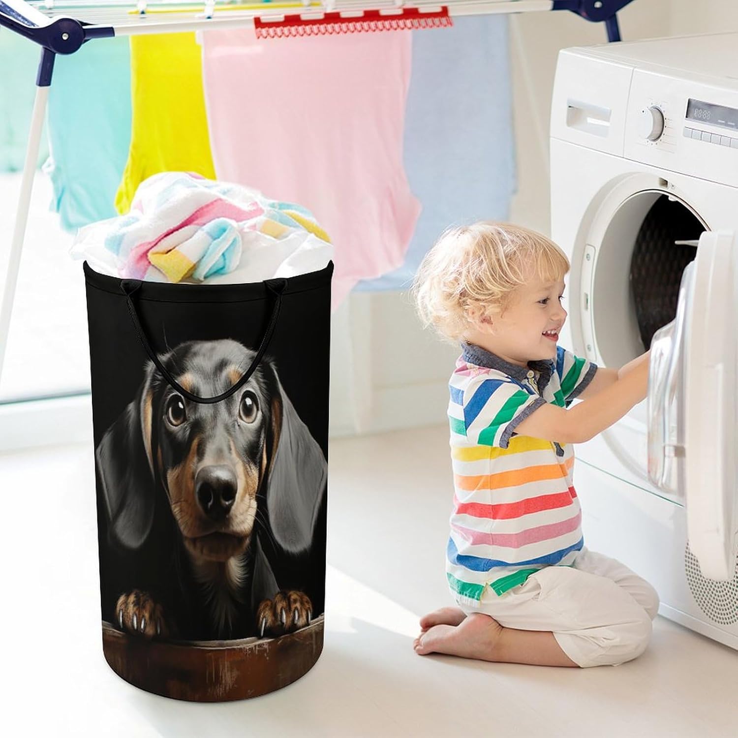 Large Laundry Basket Pad Dachshund Printed Laundry Hamper Clothes Hamper Basket Storage Dirty With Handle For Use in Laundry Rooms Bedrooms Bathrooms Dormitories