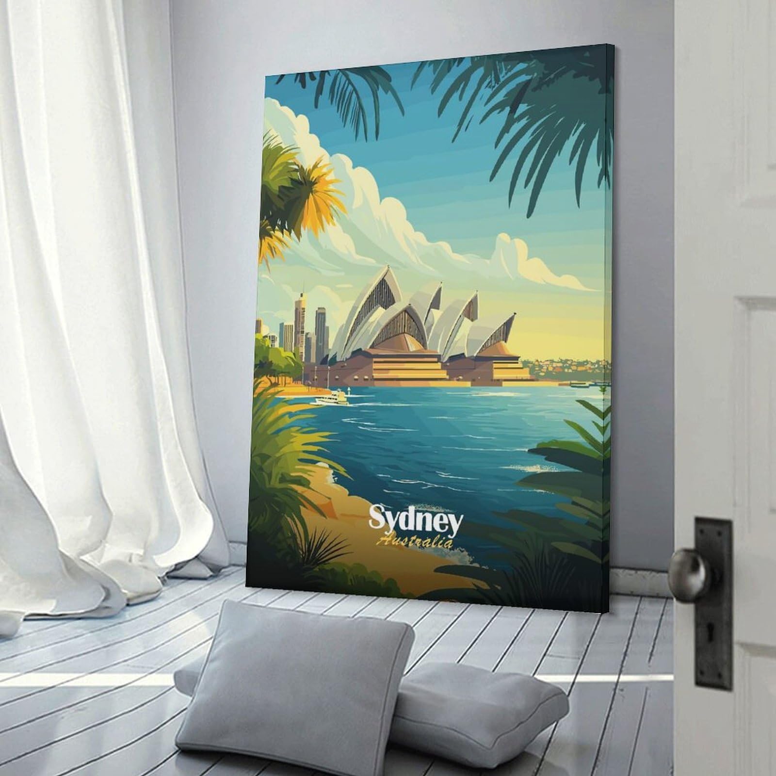 Junmoney Wall Picture Print Sydney Opera House Poster, 20x30inch(50x75cm), for Lounge, Bedroom Or Personal Spaces, Canvas Artwork with Gifting Potential