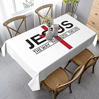 Trinity Sunday Jesus The Way The Truth The Life Rectangular Tablecloth Table Cloth Decorative Table Cover for Dining/Party/Buffet/Wedding 35 x 55 Inches