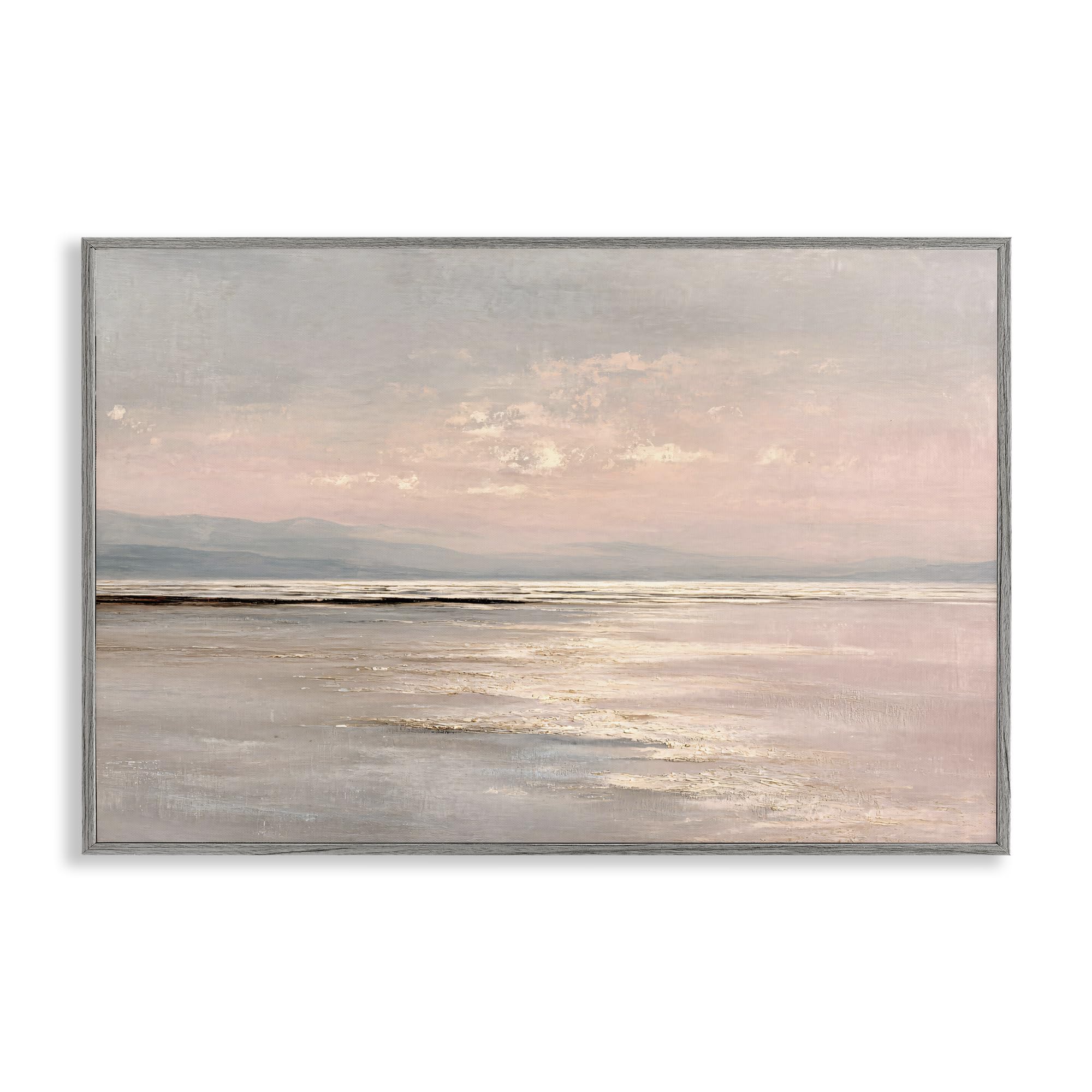 Stupell Industries Farmhouse Gray (Textured) 'Vast Blush Seascape', Framed Giclee Art, Gray, 24 X 16 Inches, Easy To Hang And Sturdy, Made In Usa, By Jacky Ngan