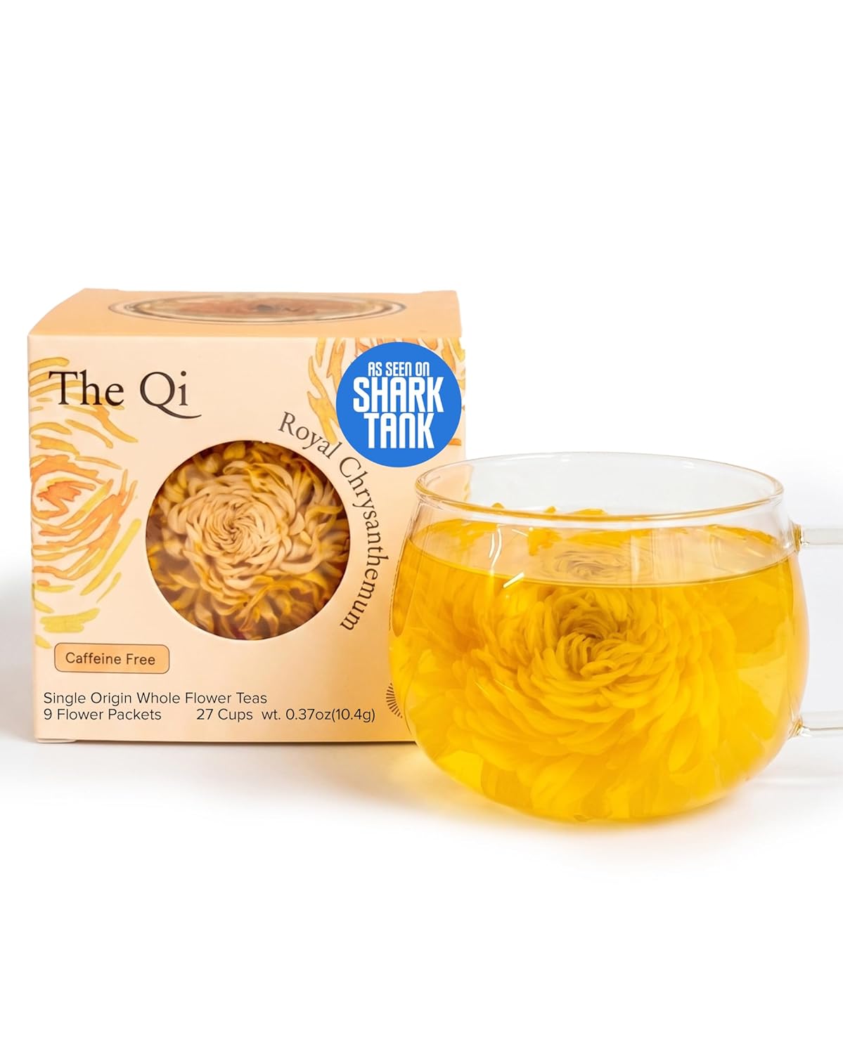 The-Qi Royal Chrysanthemum Blooming Flower Tea – The Qi 9 Pcs Whole Chrysanthemum Flowers – 100% All Natural Blooming Tea Gift Set for Inner Calm & Relaxation, Caffeine-free – Makes 27 Cups