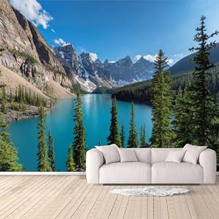 Wallpaper Peel and Stick Moraine Lake in Rocky Mountains Banff National Park Canada Self Adhesive Mural Wallpaper Removable Large 3D Wall Sticker Home Decor for Bedroom Living Room