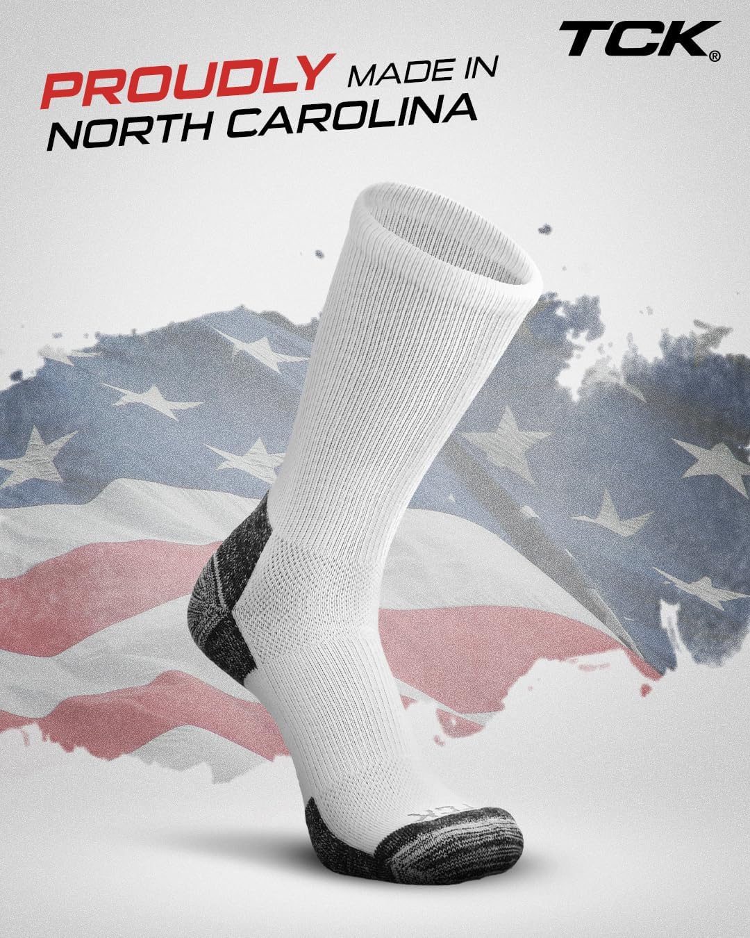 TCK GOAT Pro Crew Socks - Athletic, Running, Tennis - Moisture Wicking, Blister Resistant - Made in USA