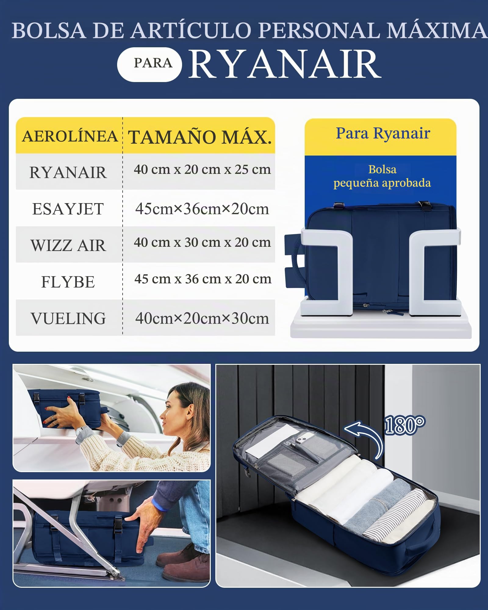 SZLX Mochila al Vacio con Bomba Equipaje de Mano 40x30x20 Ryanair Vueling Wizzair Easyjet Mochila Viaje Cabina Avion 40x20x25 Ryanair Mujer Mochila de transporte Impermeable para Computadora Portátil