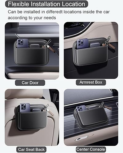 Miniatura 3 de Bolsa de almacenamiento para automóvil, organizador de bolsillo lateral pequeño para asientos de automóvil, puertas y consolas, piel sintética