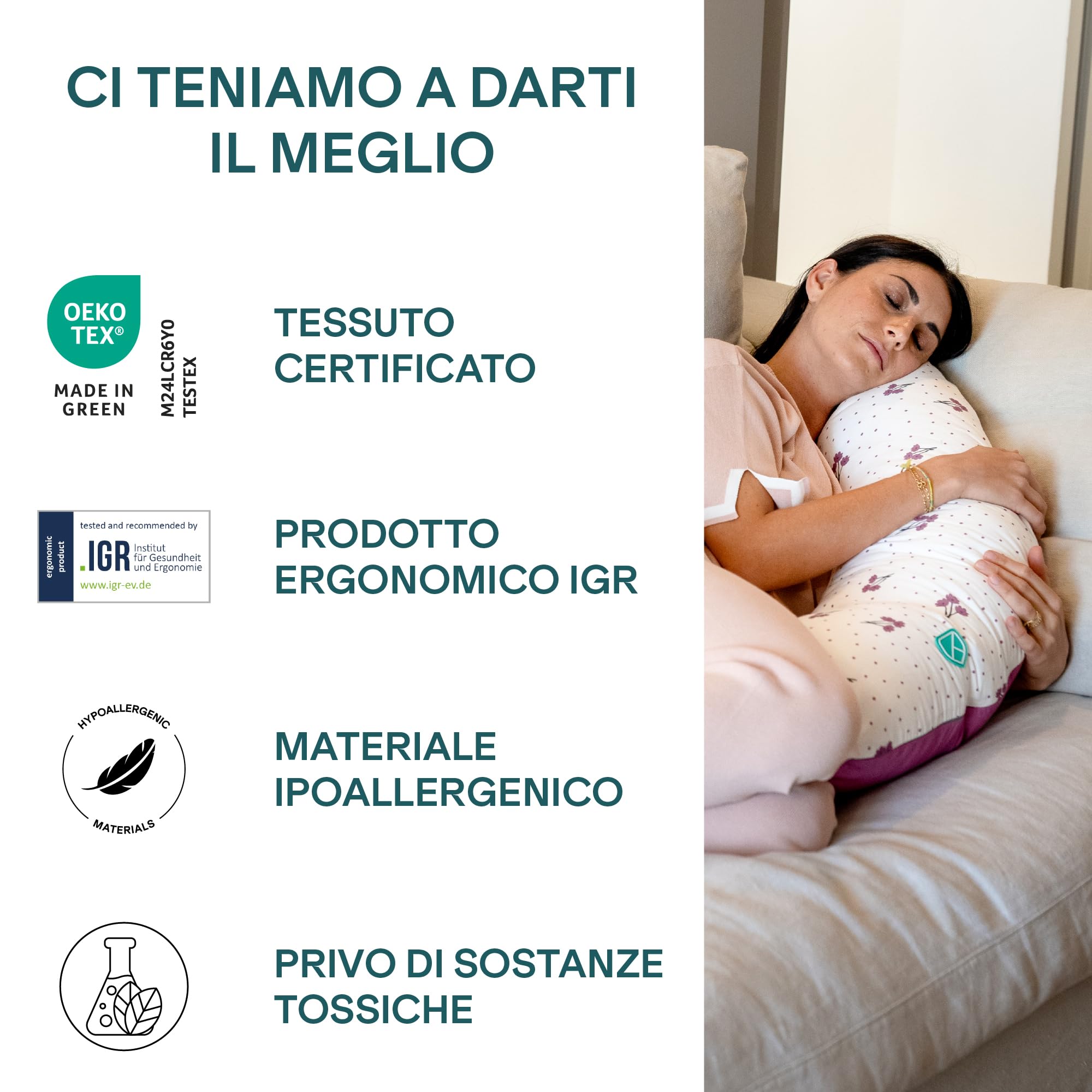Koala Babycare Cuscino Gravidanza 2 in 1 XXL Sfoderabile Ipoallergenico Ergonomico 100% Cotone