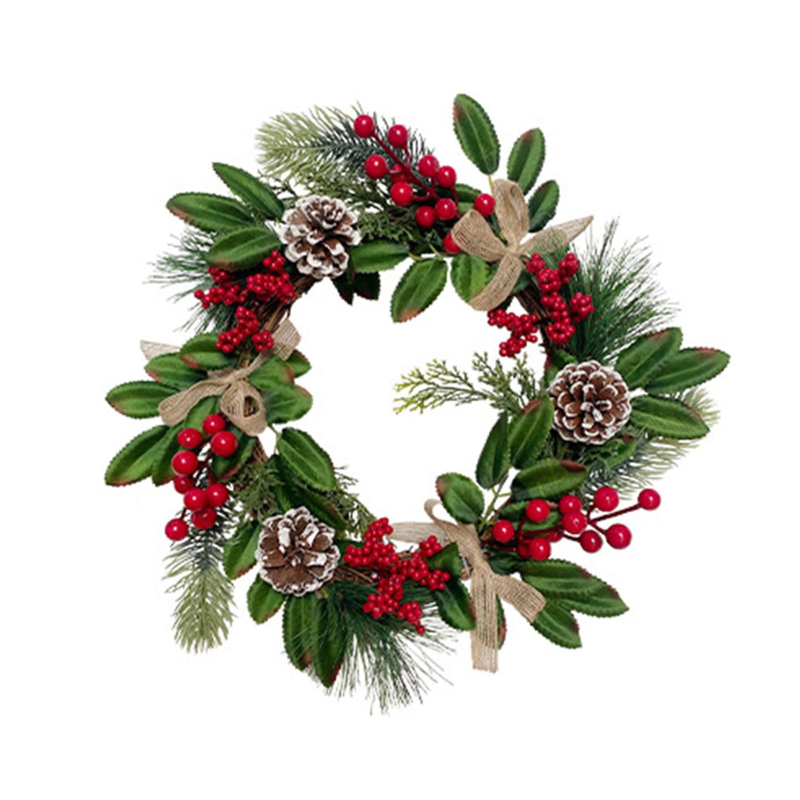 Christmas Pine Needle Hangable Wreath Decorative Garland Pendant Ornament for Farmhouse Front Door Window Decorations Christmas Pinecone Wreaths for Front Door