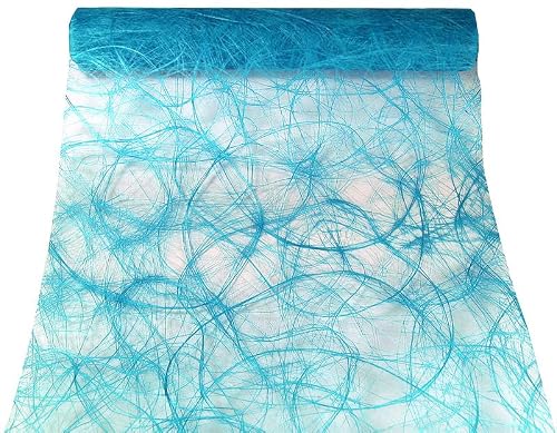 Chemin de Table Sizoweb Maille Ajourée Satinée, 14 Couleurs au Choix, 30 cm x 5 m, Qualité Premium Luxe, Décoration de Table Mariage, Anniversaire, Fêtes (Turquoise)