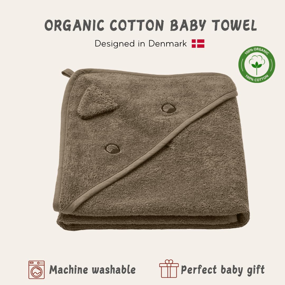 Hooded Baby Towels - 100% Organic Cotton Baby Bath Towels for Baby Boy, 32" x 32" Super-Soft and Absorbent Baby Towels for Newborn (Dino - Green Moss)