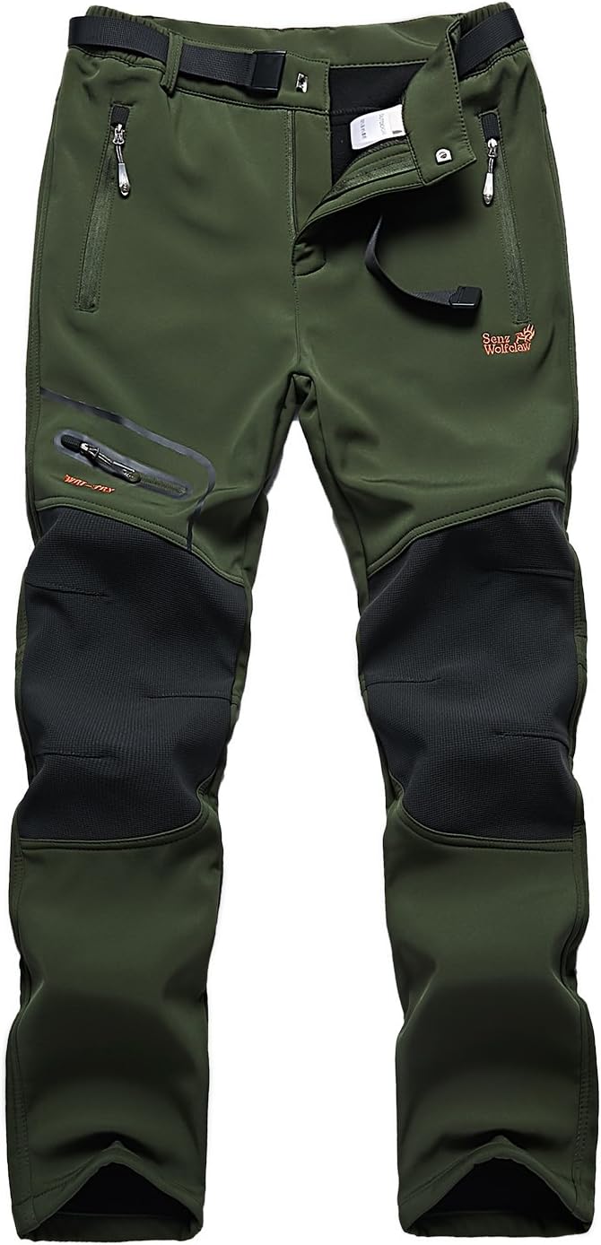 Bohuma Women's Outdoor Windproof Waterproof Softshell Fleece Snow Ski Hiking Pants (Army Green, XS)