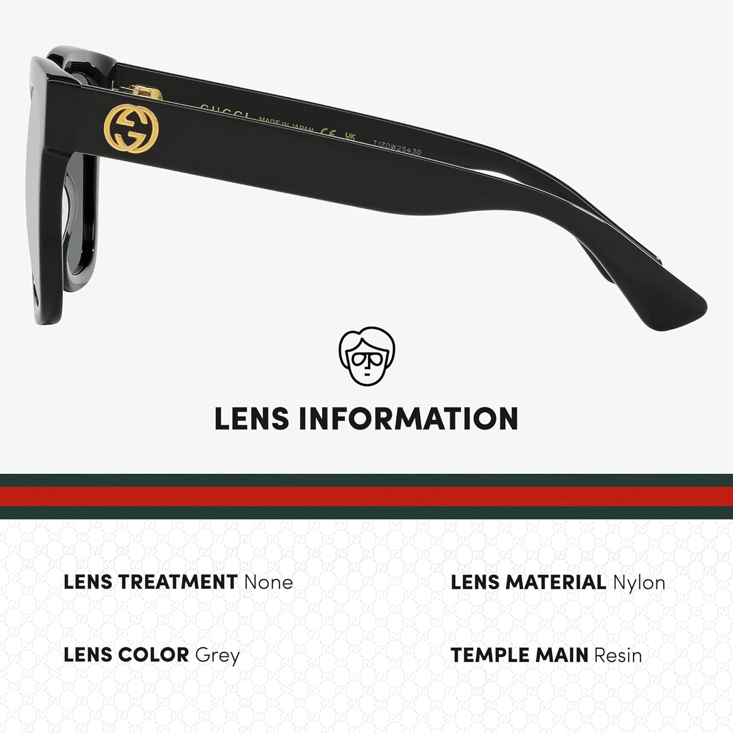 Gucci GG0034SN GG Interlocking Logo Sqaure Shape Sunglasses with Luxury Eyewear Kit - Image 4