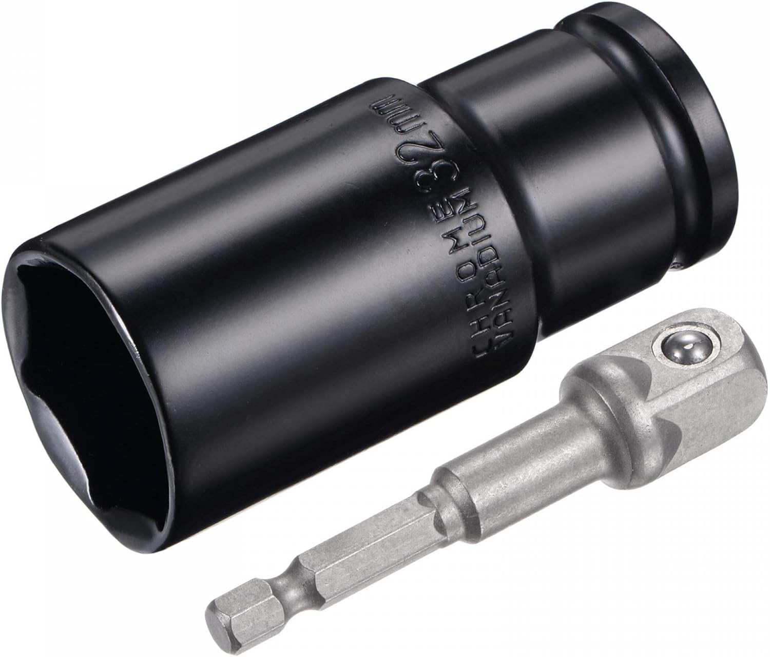 uxcell 1/2" Drive Socket Accessory Set, 19mm Deep 6-Point Impact Socket 3" Length and 1/4" Hex Shank Adapter