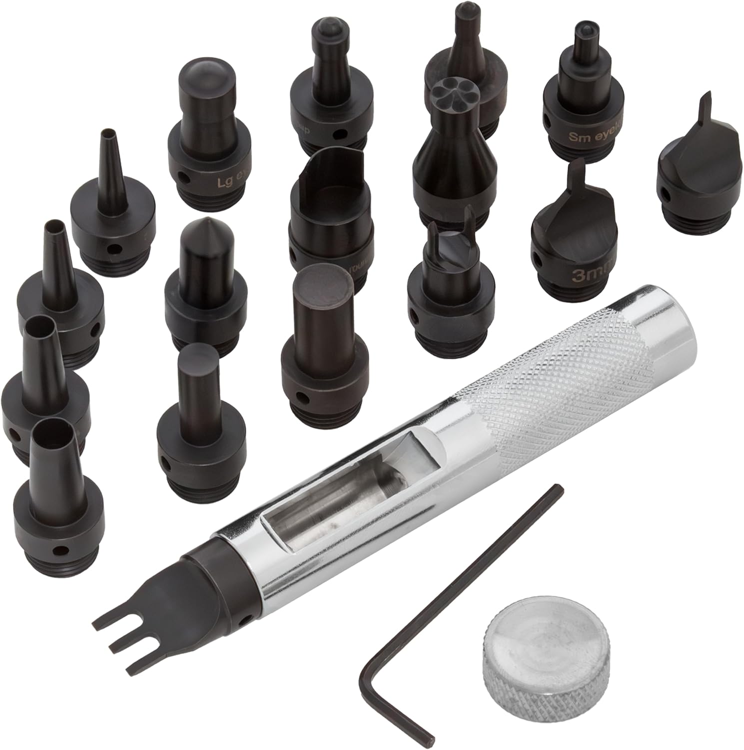 The Beadsmith Create Recklessly Deluxe Tool Kit – 17 Interchangeable Heads – Pierce Holes & Slots, Set Snaps, Rivets & Eyelets, Round Corners & More – Includes a Storage Case & Instructions