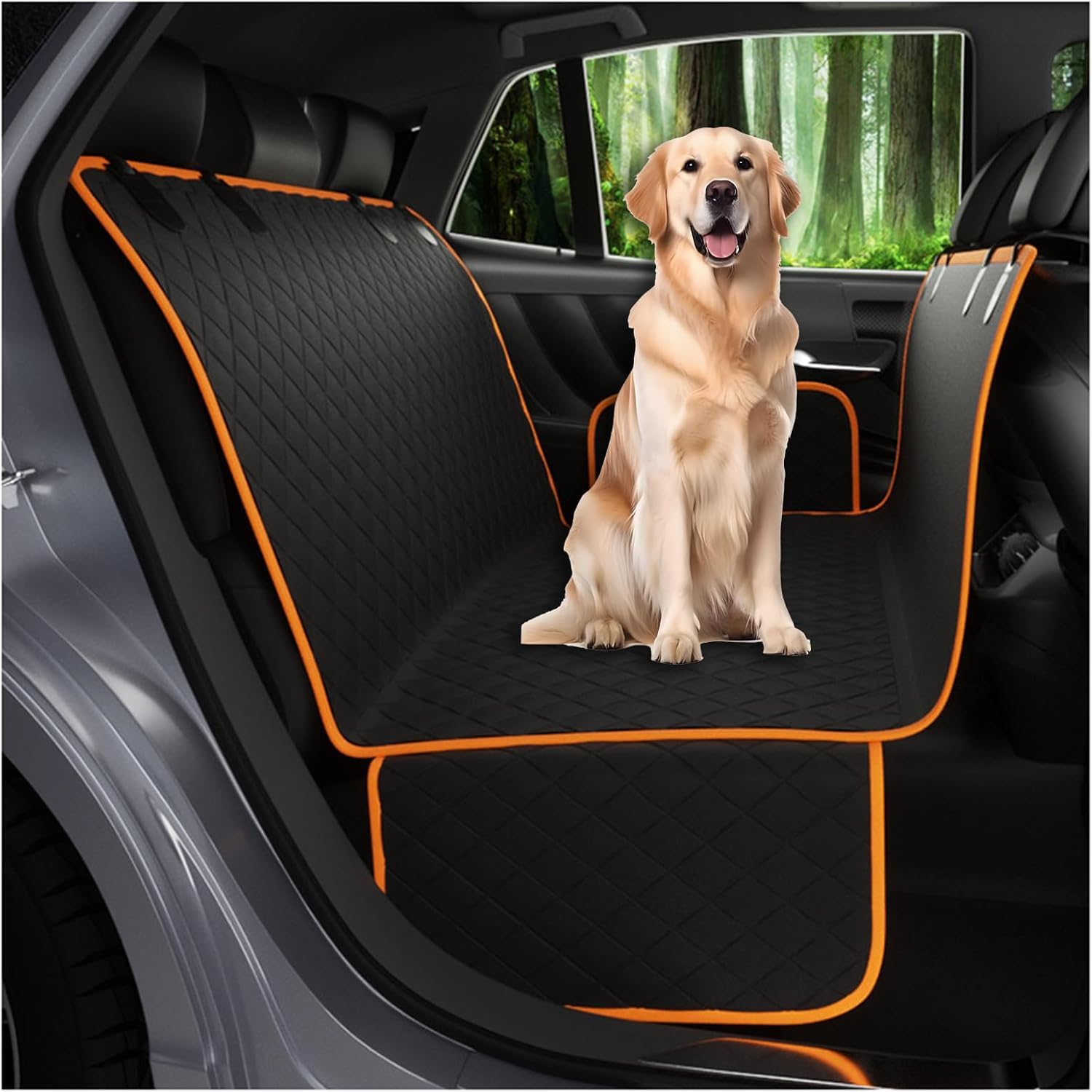 Zbndbhsdhy Orange Black Dog Travel Hammock For Mercedes Benz G Class W461 W463 W464 G270 G300 G320 G350d G350 G400d G500 G550 G55 G63 G65,Backseat Protector Waterproof Nonslip Dog Car Seat Cover,