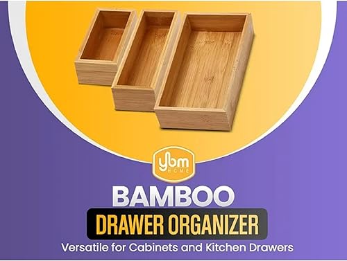 Miniatura 6 de YBM HOME Caja organizadora de cajones de bambú para cajón de cocina, cajón de basura, oficina, dormitorio, habitación de los niños, manualidades,